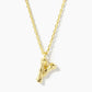 18K Gold Dipped 9mm Bamboo Initial Pendant Necklace