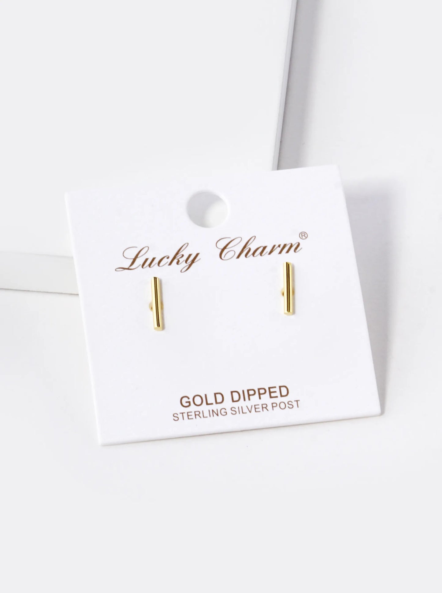 18K Gold Dipped 9mm Bar Stud Earrings
