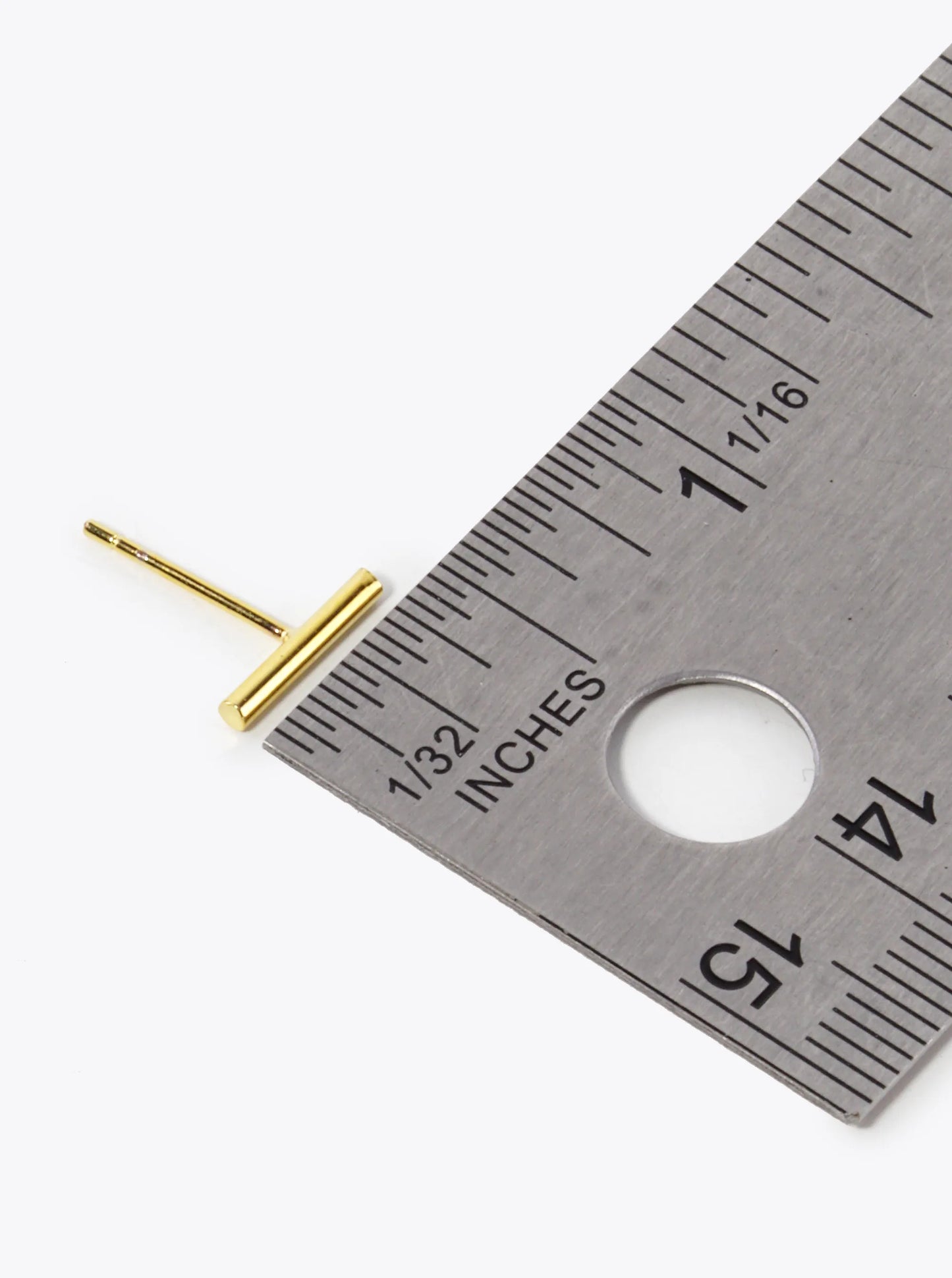 18K Gold Dipped 9mm Bar Stud Earrings