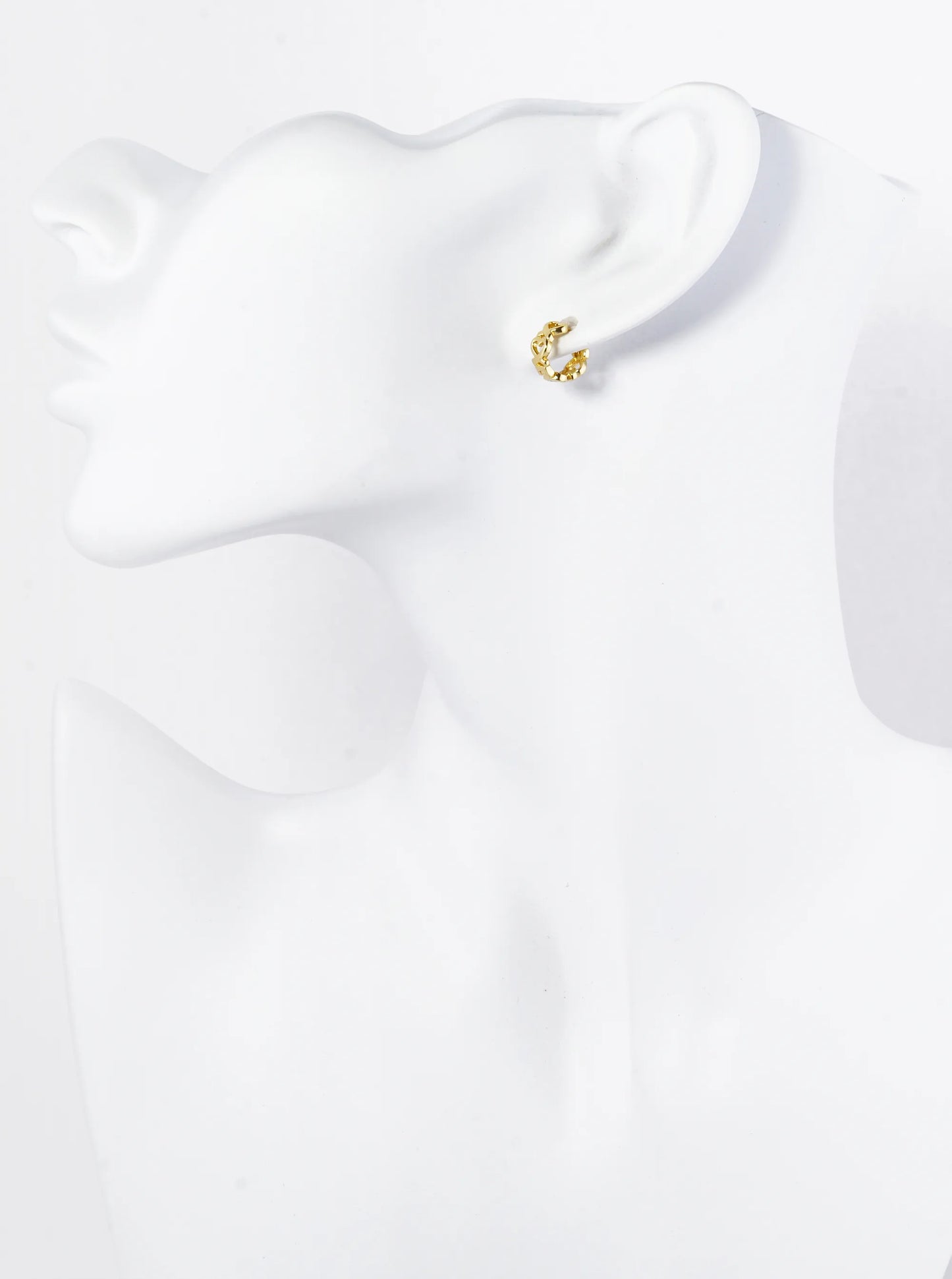 18K Gold Dipped 9mm Brass Heart Huggie Hoop Earrings