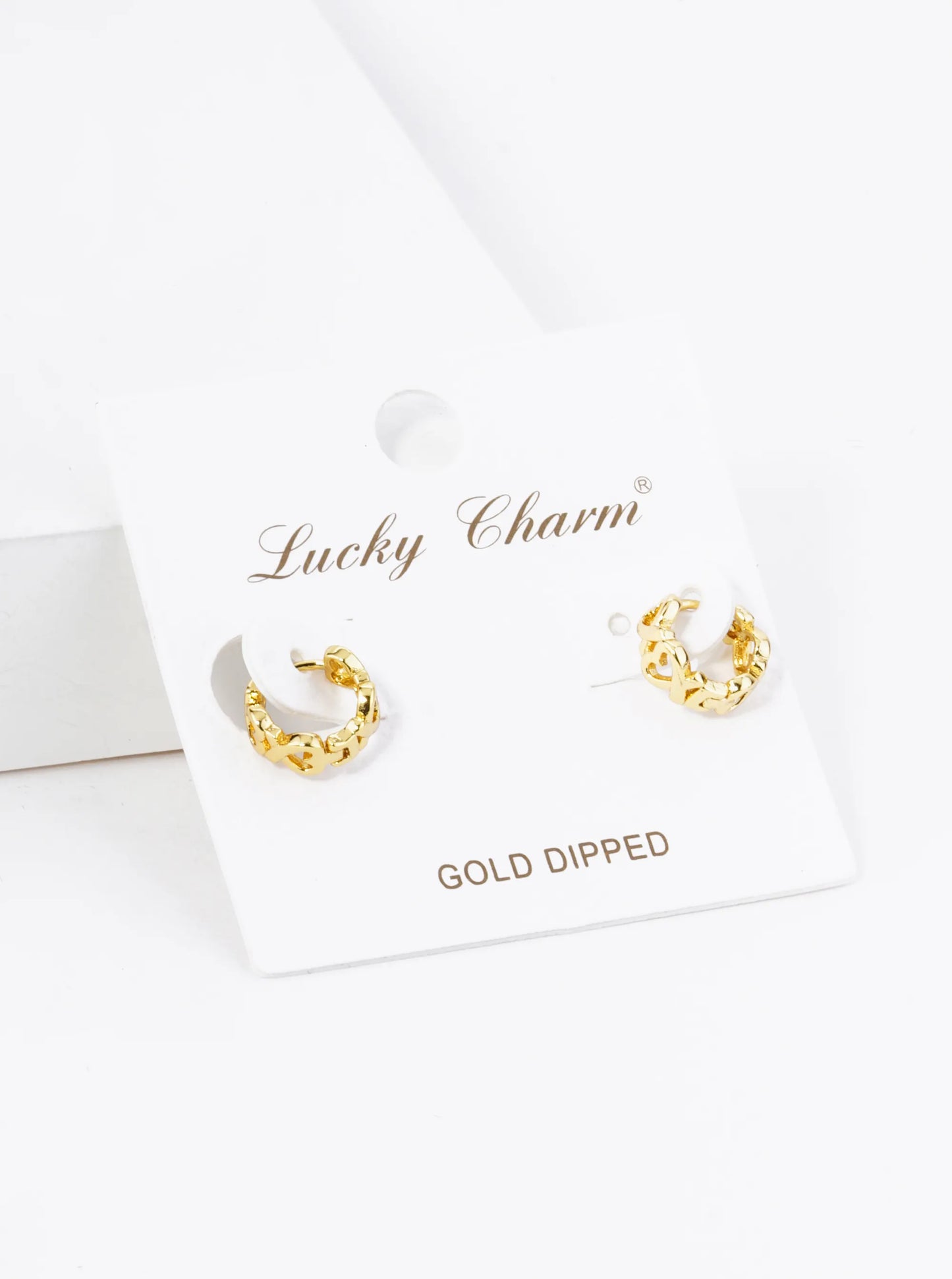 18K Gold Dipped 9mm Brass Heart Huggie Hoop Earrings