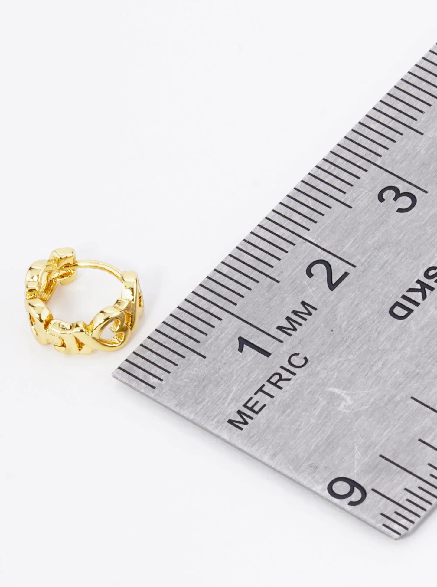 18K Gold Dipped 9mm Brass Heart Huggie Hoop Earrings