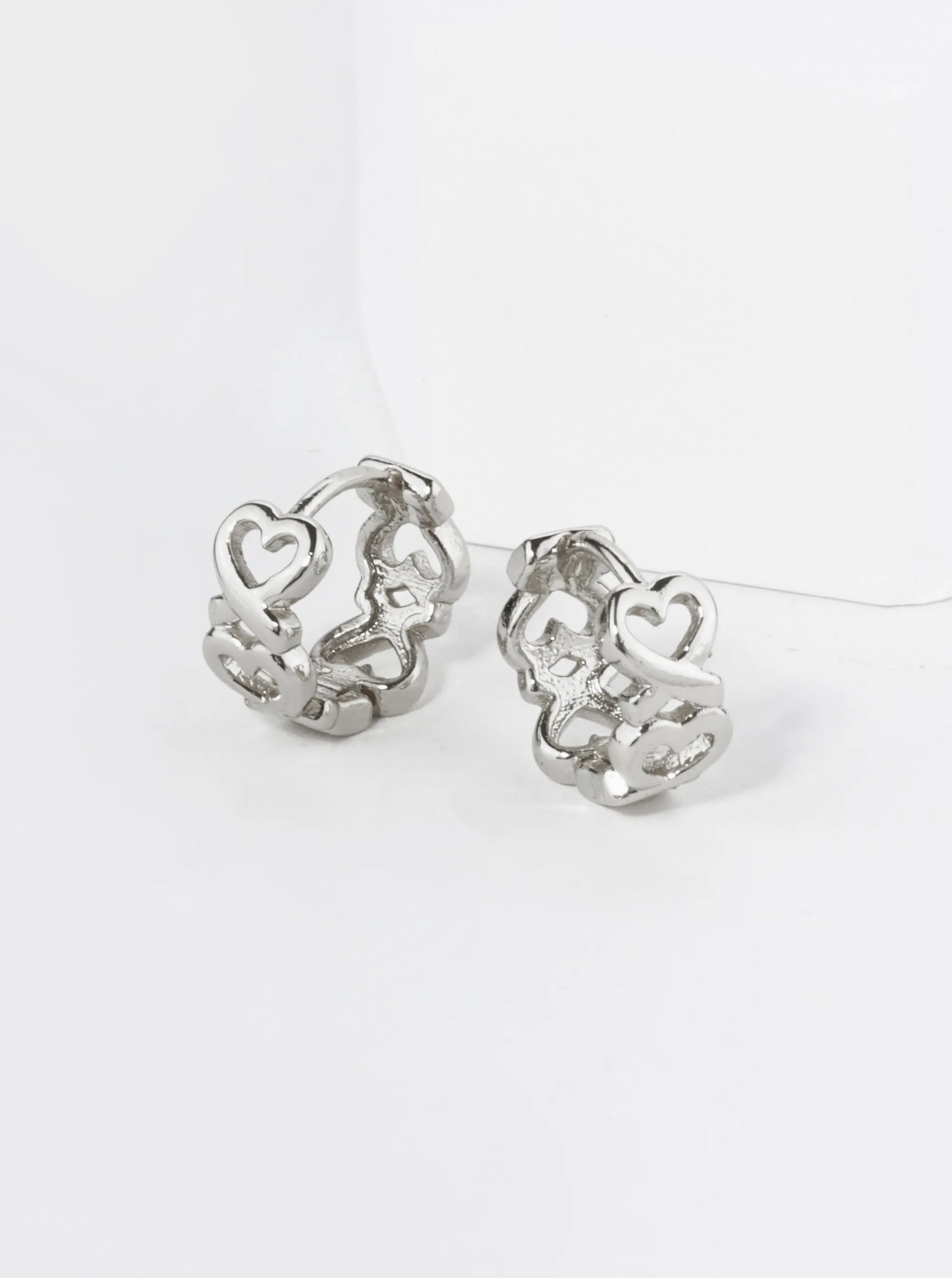 18K Gold Dipped 9mm Brass Heart Huggie Hoop Earrings