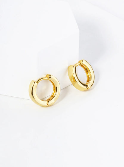 18K Gold Dipped 9mm Brass Huggie Hoop Earrings