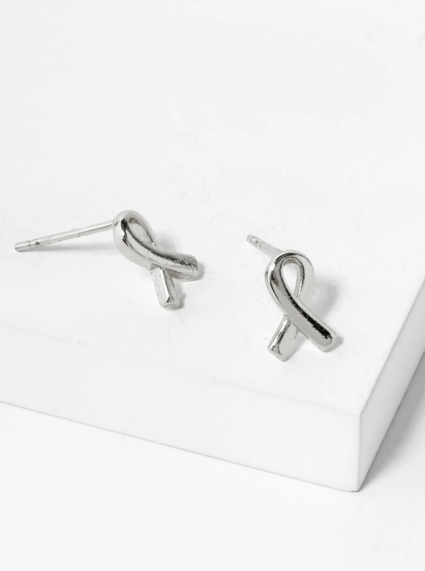 18K Gold Dipped 9mm Brass Pink Ribbon Sterling Silver Post Stud Earrings