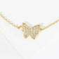 18K Gold Dipped 9mm Cubic Zirconia Pave Butterfly Brass Chain Anklet