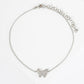 18K Gold Dipped 9mm Cubic Zirconia Pave Butterfly Brass Chain Anklet