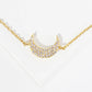 18K Gold Dipped 9mm Cubic Zirconia Pave Crescent Moon Brass Chain Anklet