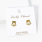 18K Gold Dipped 9mm Flat Geometric Owl Stud Earrings