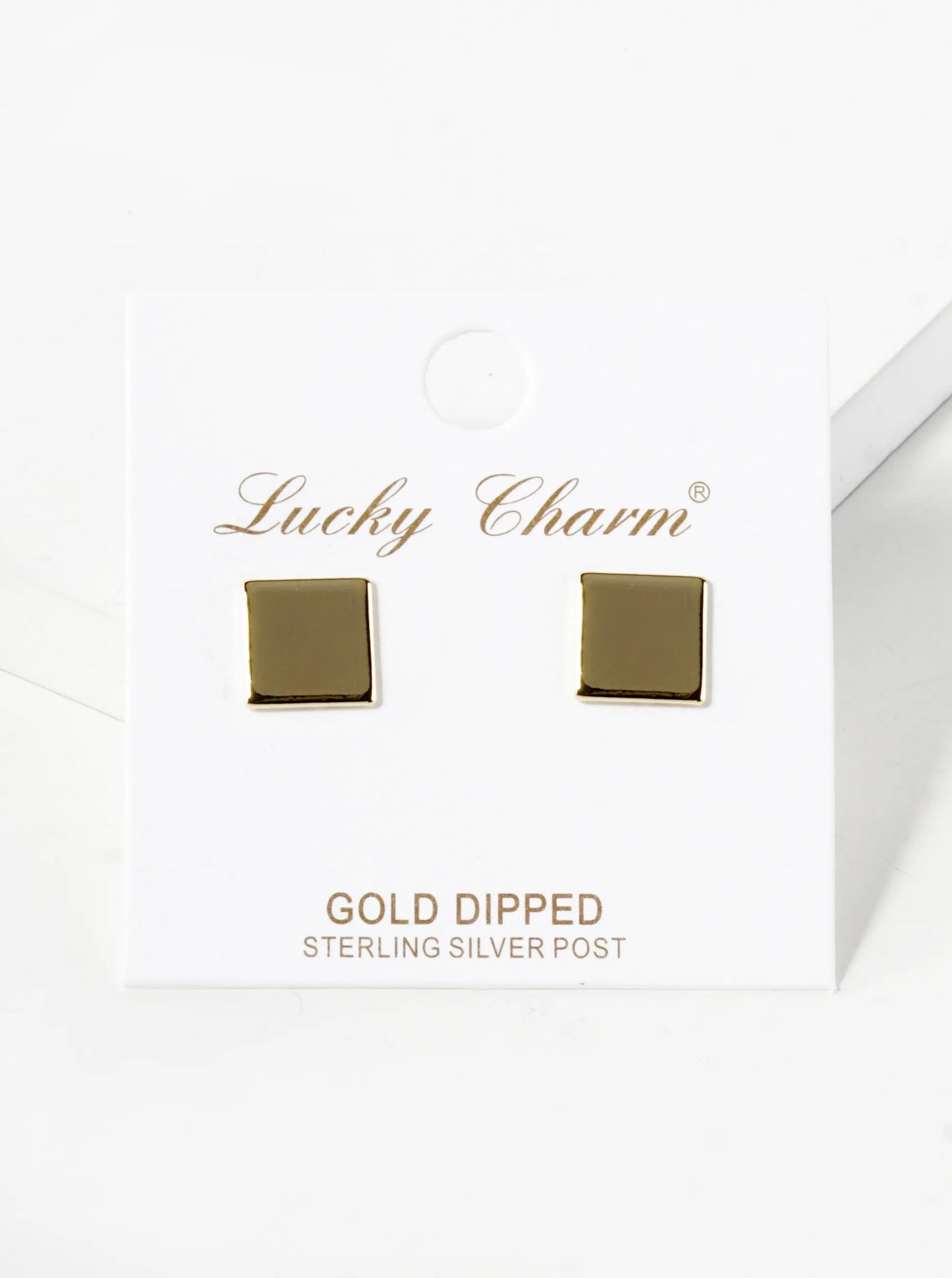 18K Gold Dipped 9mm Flat Square Stud Earrings