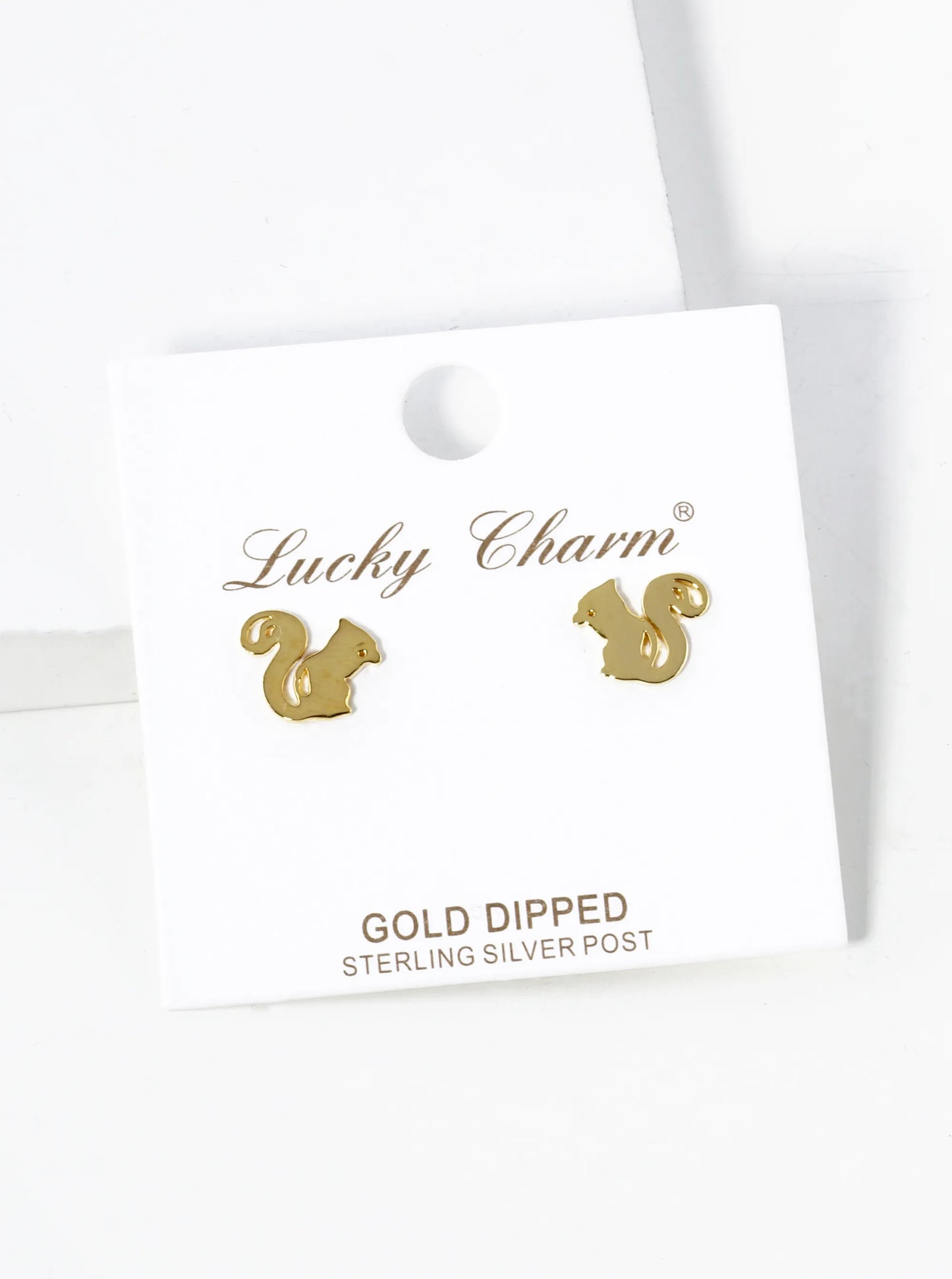 18K Gold Dipped 9mm Flat Squirrel Stud Earrings