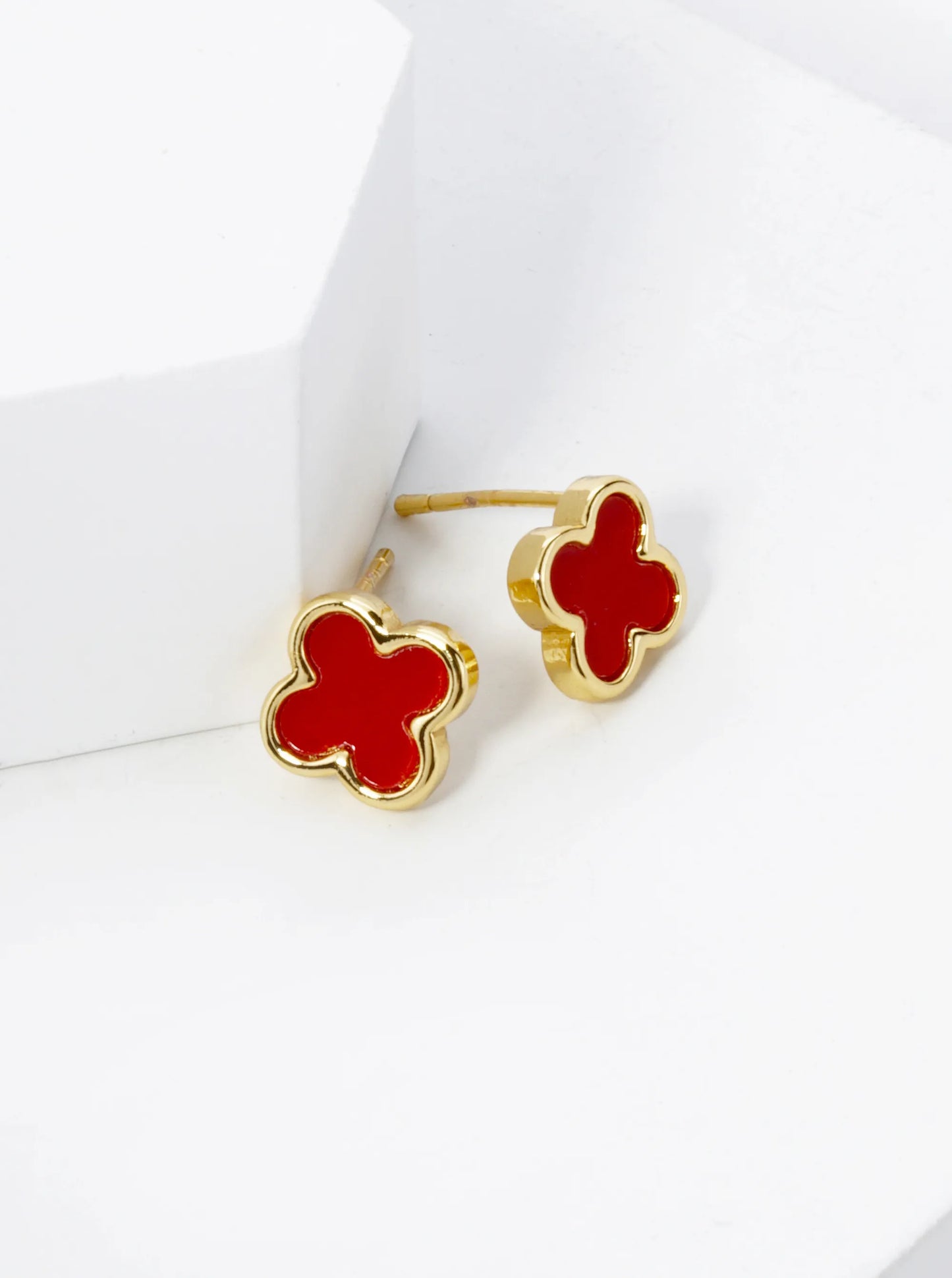 18K Gold Dipped 9mm Quatrefoil Stud Earrings