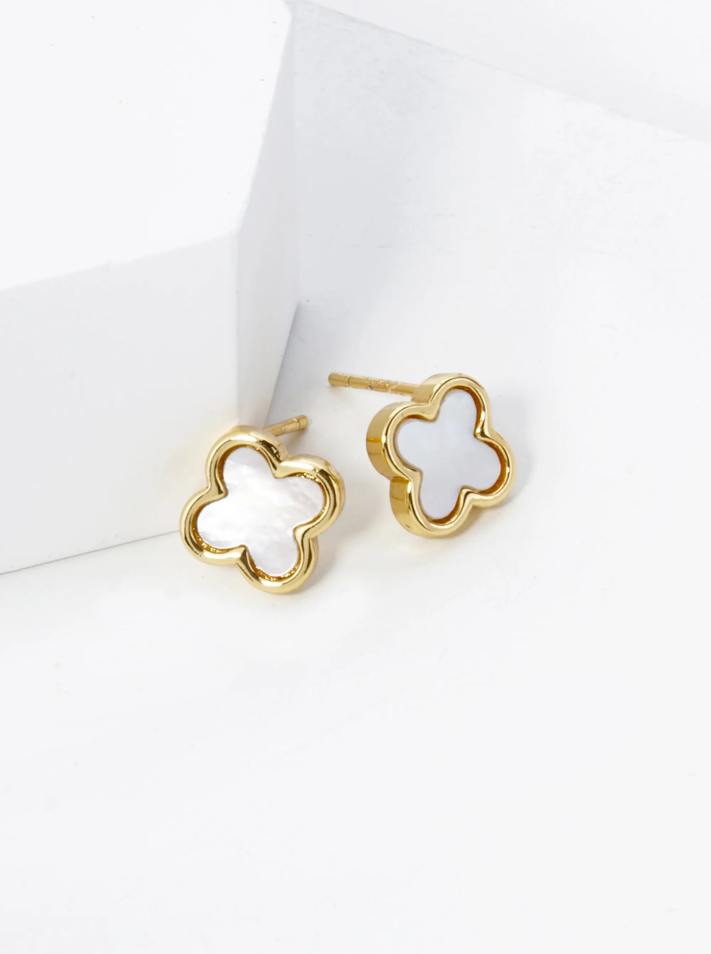 18K Gold Dipped 9mm Quatrefoil Stud Earrings