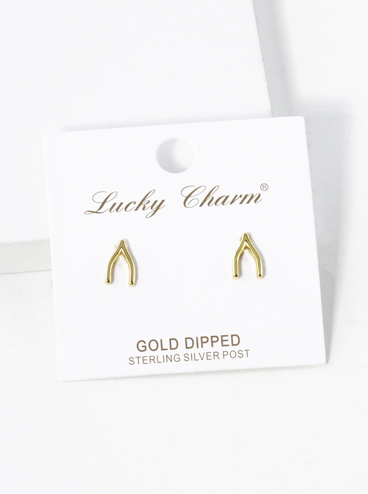 18K Gold Dipped 9mm Wishbone Stud Earrings