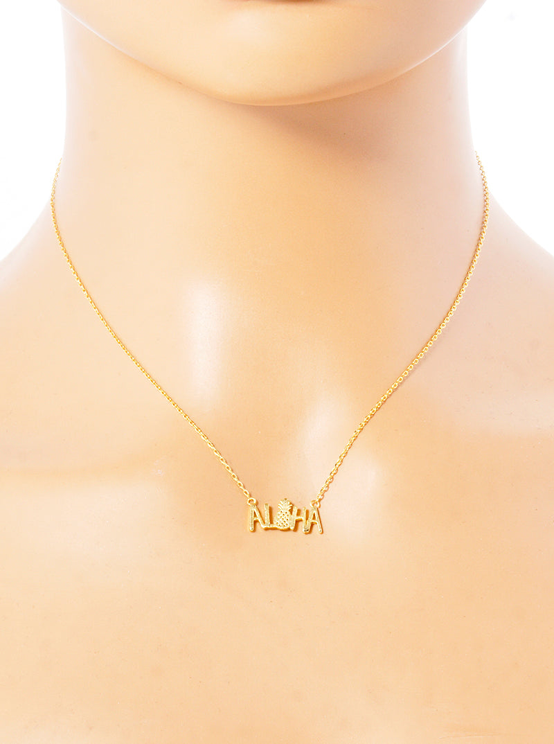 18K Gold Dipped Aloha Pineapple Pendant Delicate Necklace