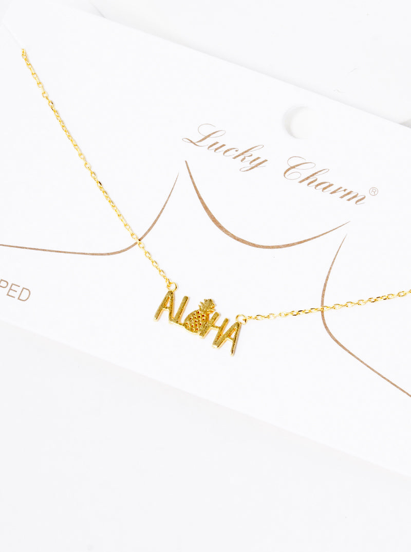 18K Gold Dipped Aloha Pineapple Pendant Delicate Necklace