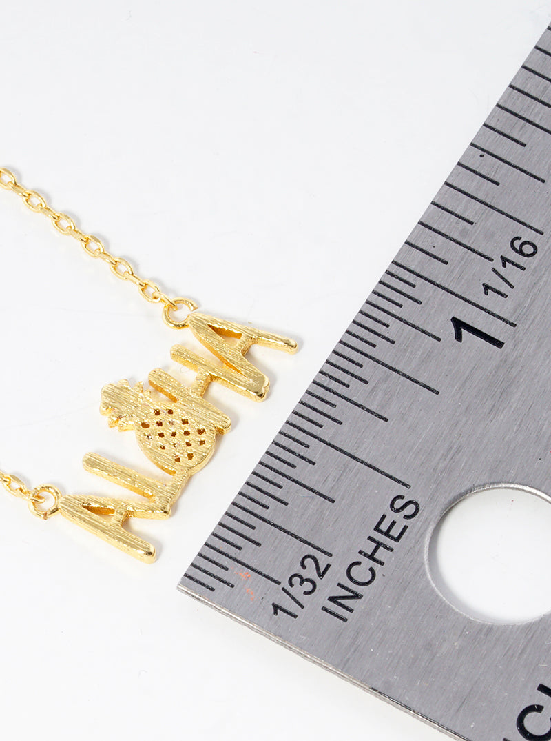 18K Gold Dipped Aloha Pineapple Pendant Delicate Necklace