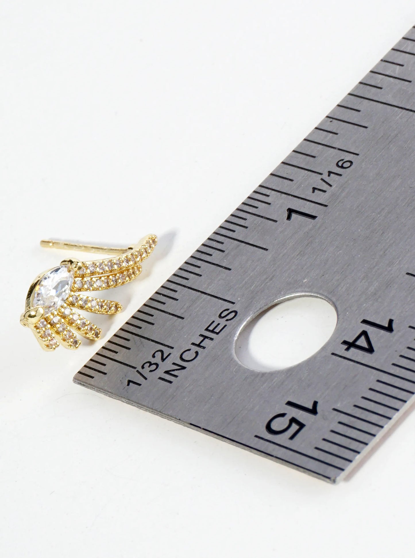 18K Gold Dipped Angel Wings Cubic Zirconia Stud Earrings