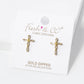 18K Gold Dipped Baguette CZ Cross Stud Earrings