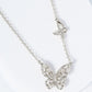 18K Gold Dipped Baguette Cubic Zirconia Butterfly Pendant Necklace