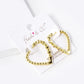 18K Gold Dipped Ball Textured CZ Stone 25mm Heart Hoop Earrings