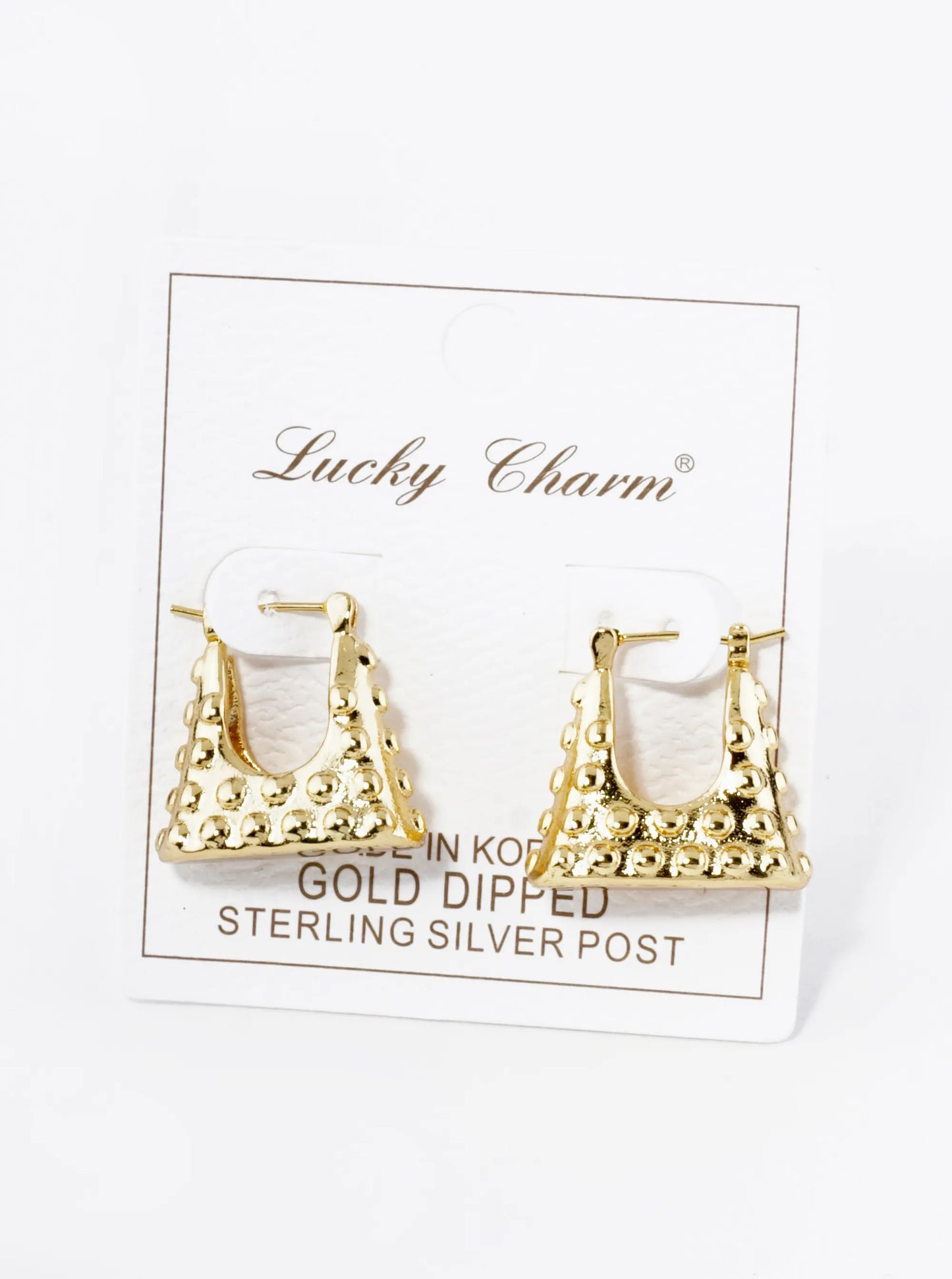 18K Gold Dipped Ball Textured Handbag Shape Fun Earrings