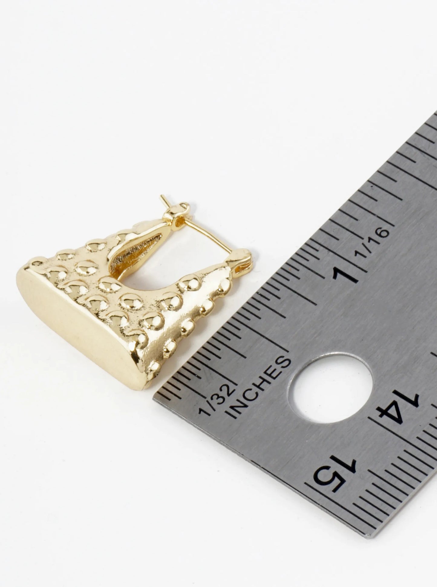 18K Gold Dipped Ball Textured Handbag Shape Fun Earrings