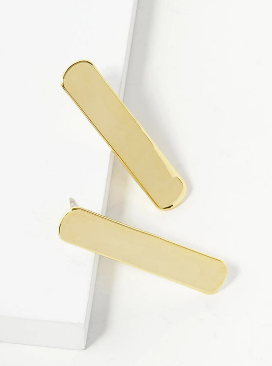 18K Gold Dipped Brass Bar Sterling Silver Post Stud Earrings