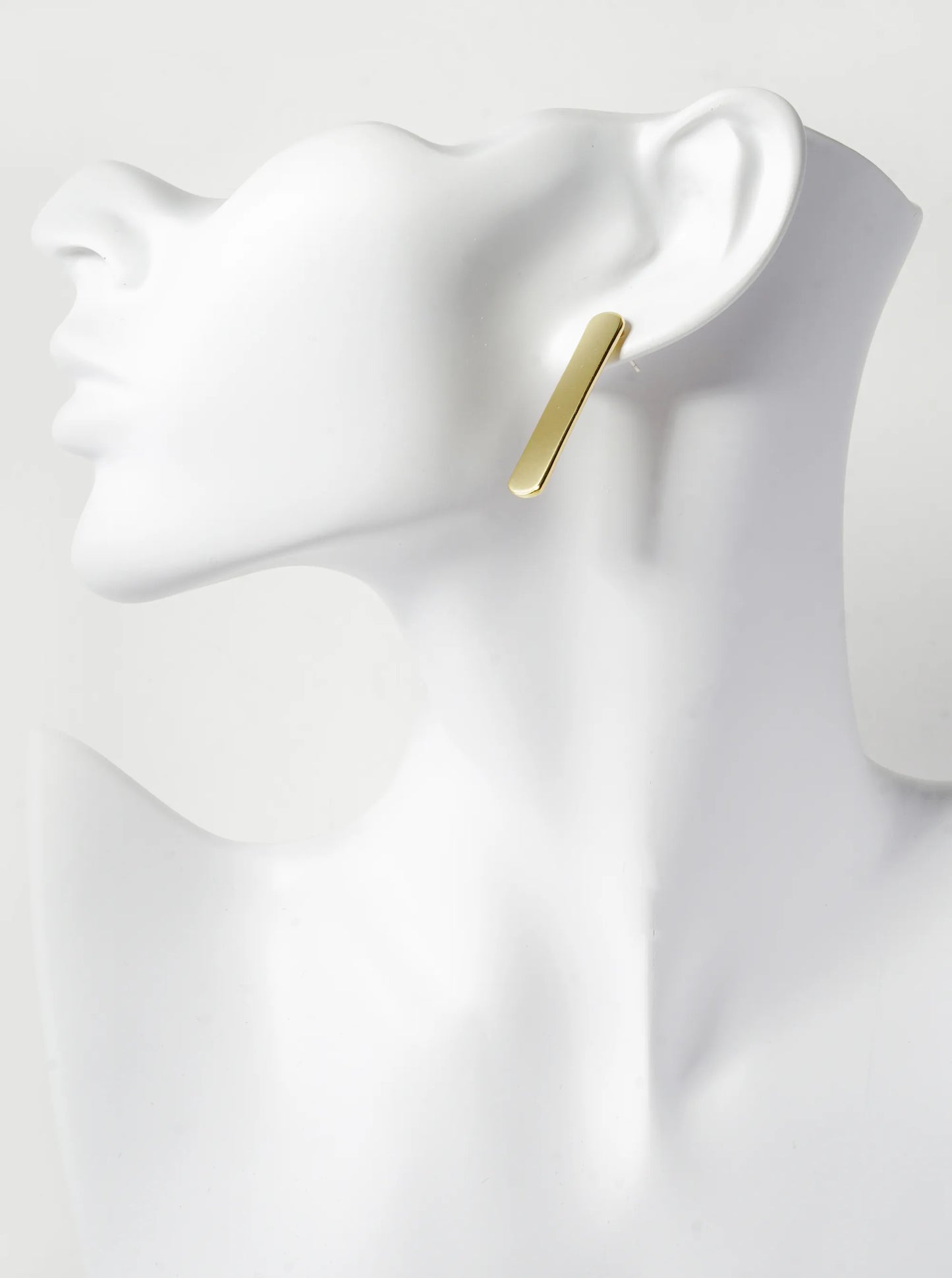 18K Gold Dipped Brass Bar Sterling Silver Post Stud Earrings