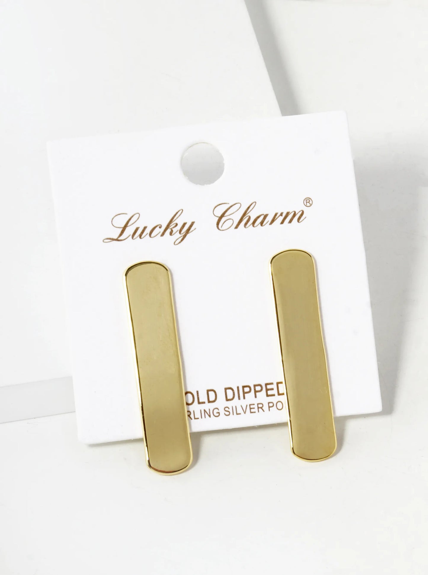 18K Gold Dipped Brass Bar Sterling Silver Post Stud Earrings