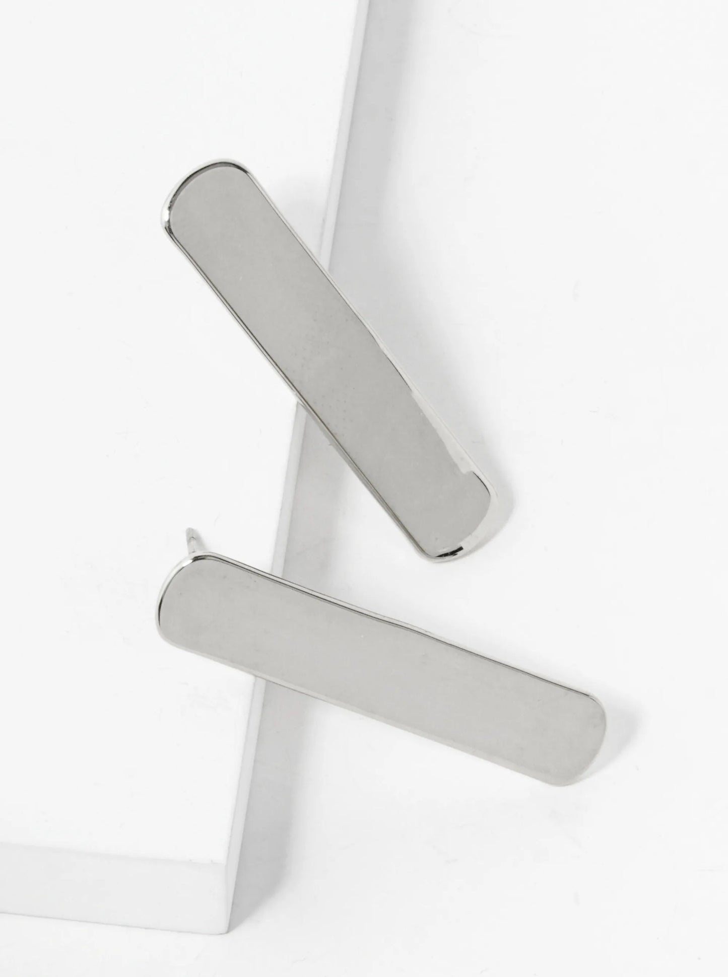 18K Gold Dipped Brass Bar Sterling Silver Post Stud Earrings