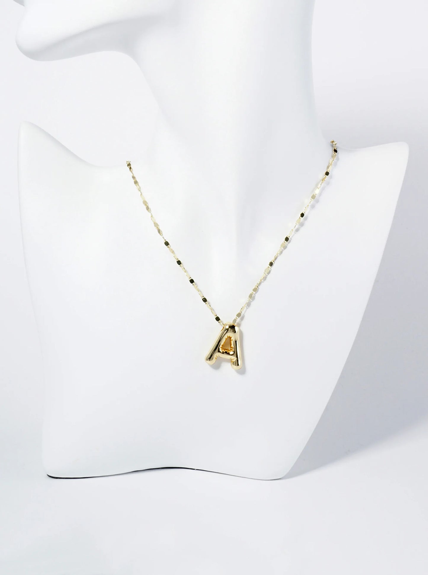 18K Gold Dipped Brass Bubble Initial Pendant Necklace