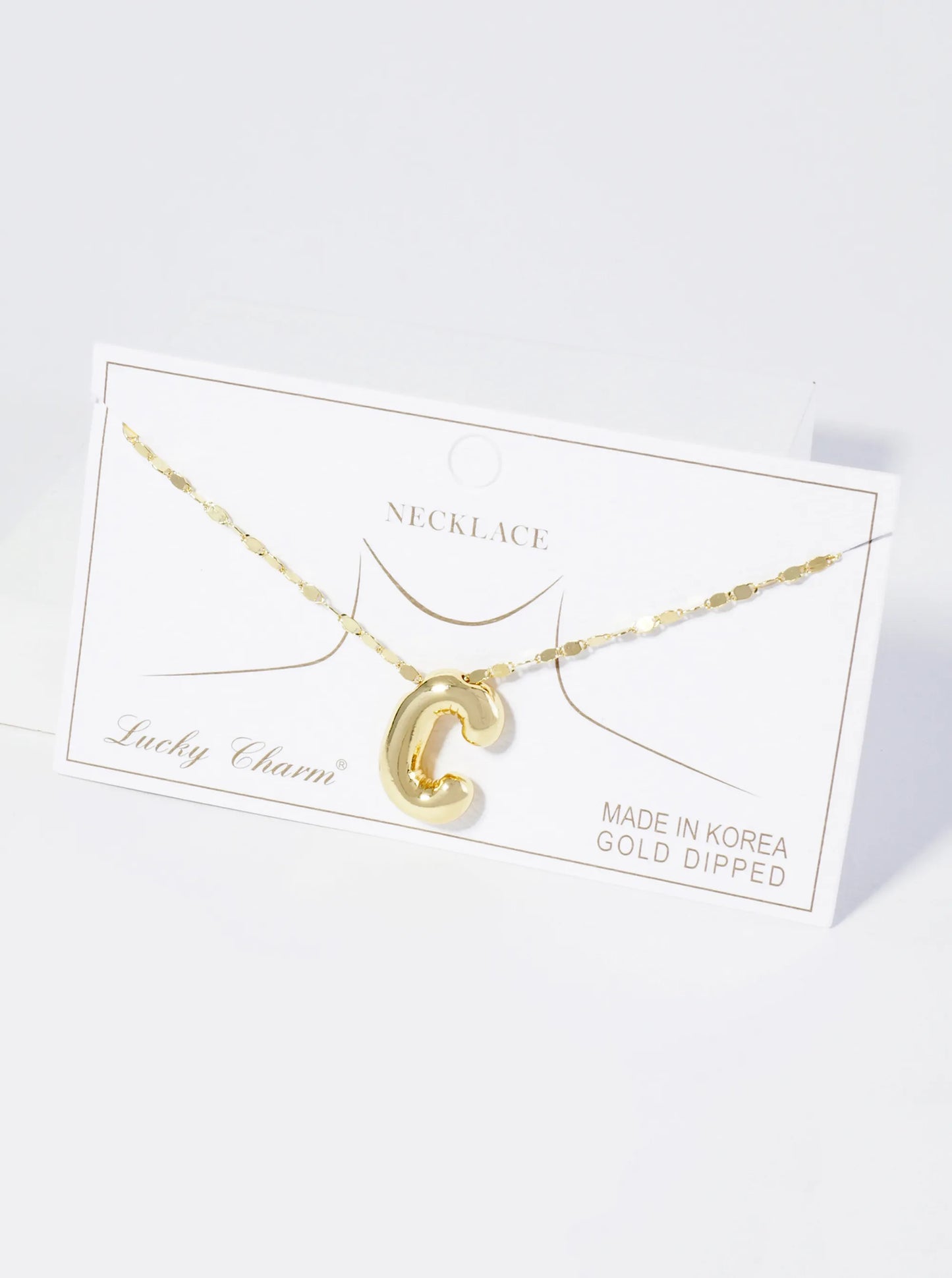 18K Gold Dipped Brass Bubble Initial Pendant Necklace