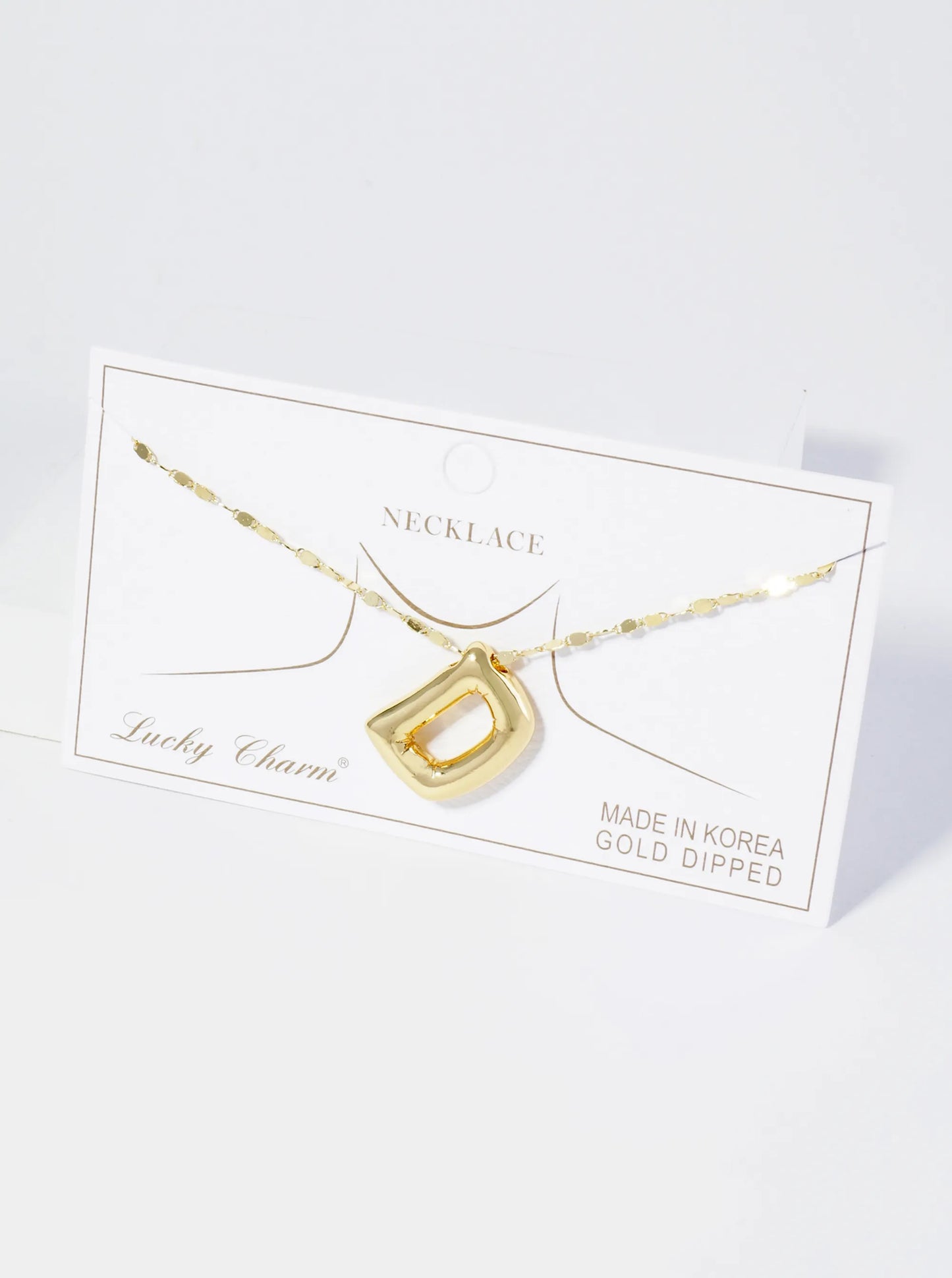 18K Gold Dipped Brass Bubble Initial Pendant Necklace