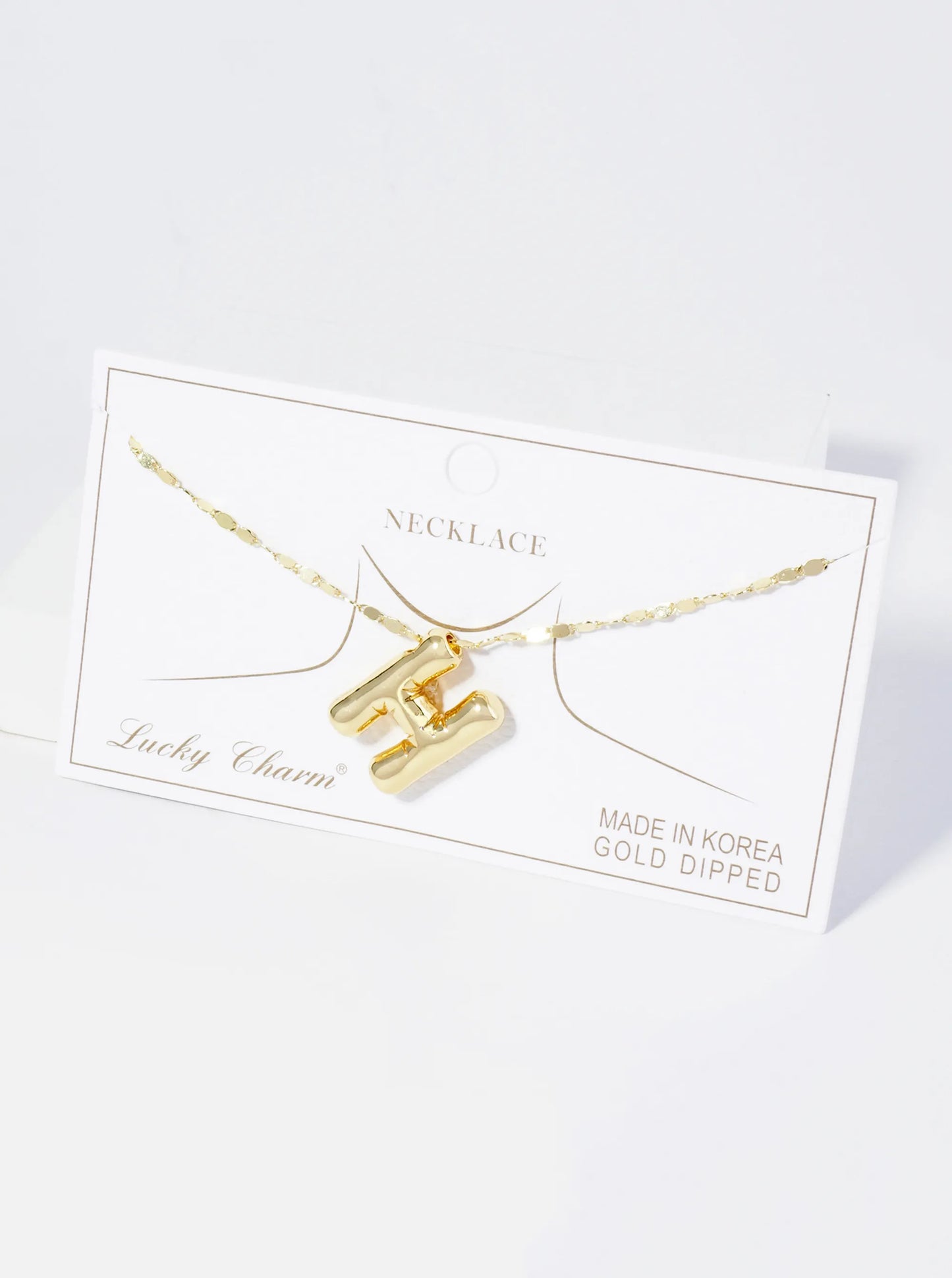 18K Gold Dipped Brass Bubble Initial Pendant Necklace