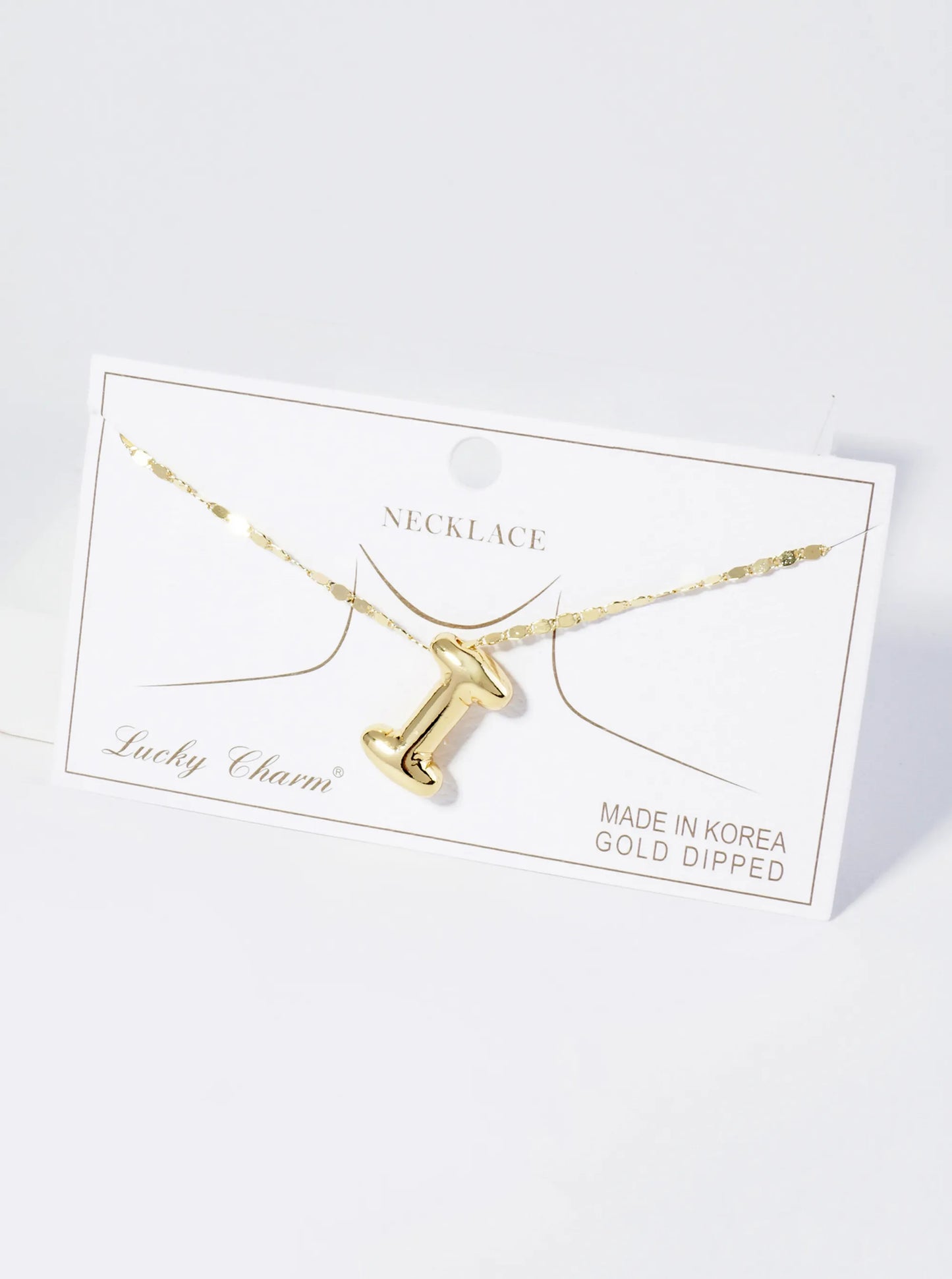 18K Gold Dipped Brass Bubble Initial Pendant Necklace