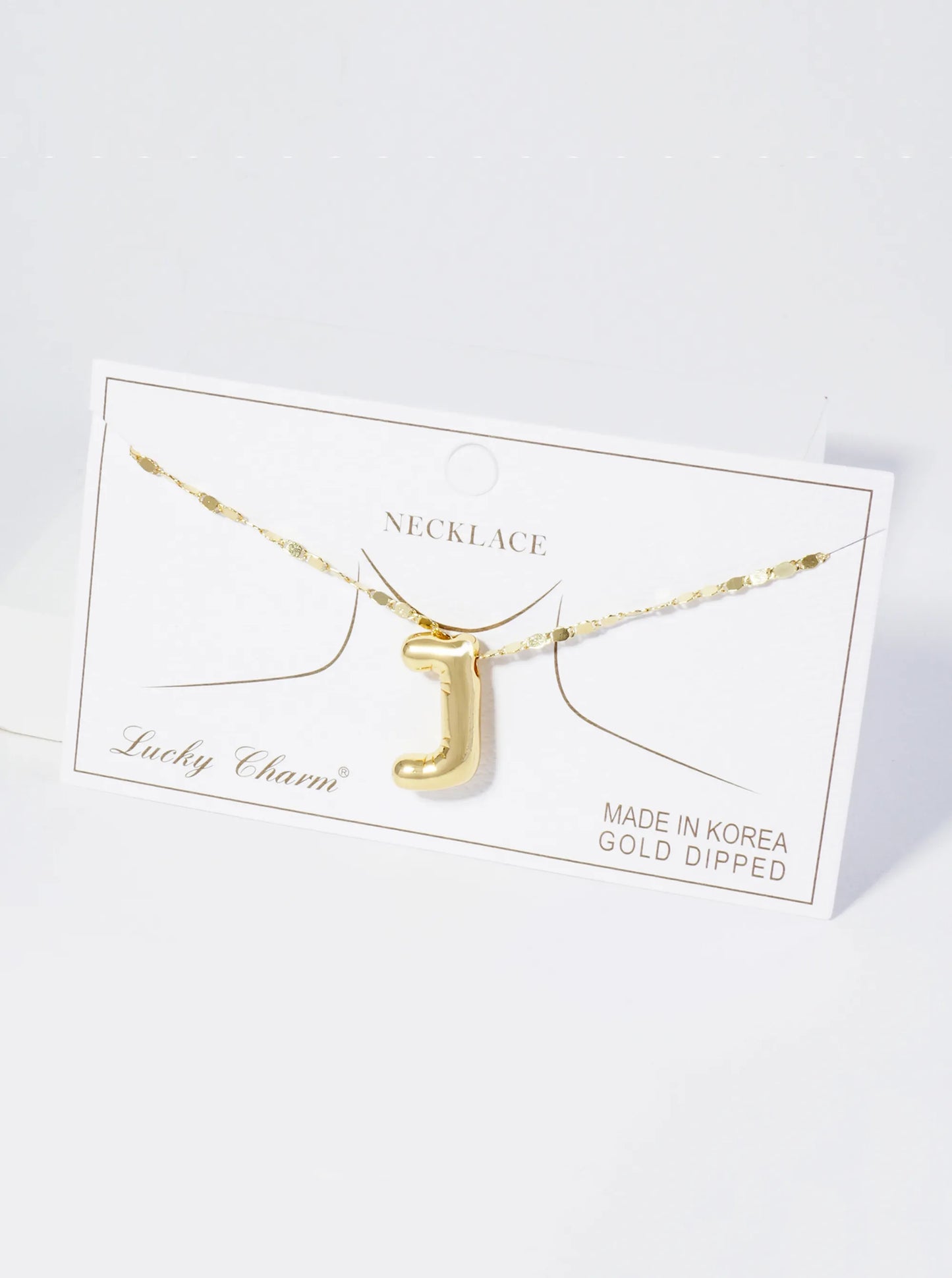 18K Gold Dipped Brass Bubble Initial Pendant Necklace