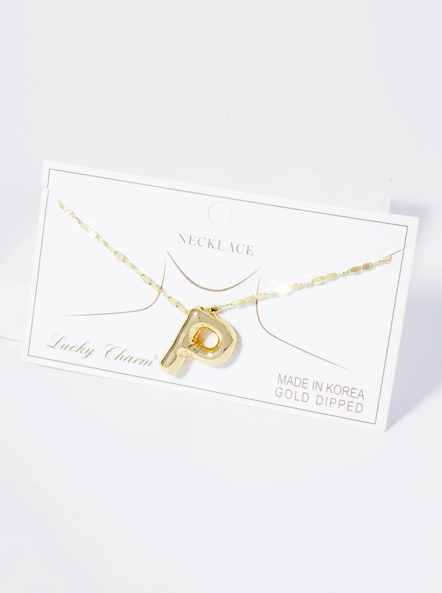 18K Gold Dipped Brass Bubble Initial Pendant Necklace