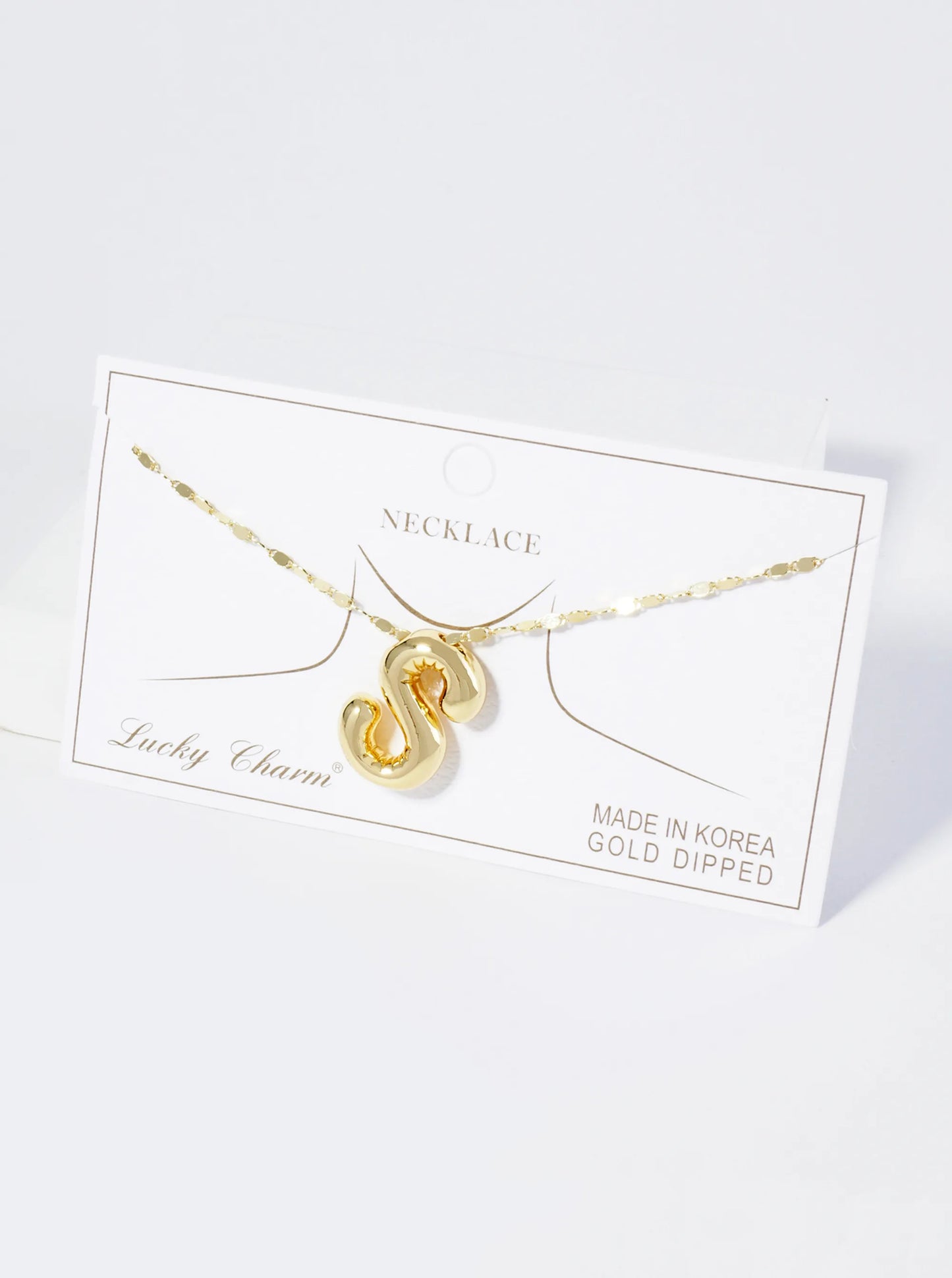 18K Gold Dipped Brass Bubble Initial Pendant Necklace