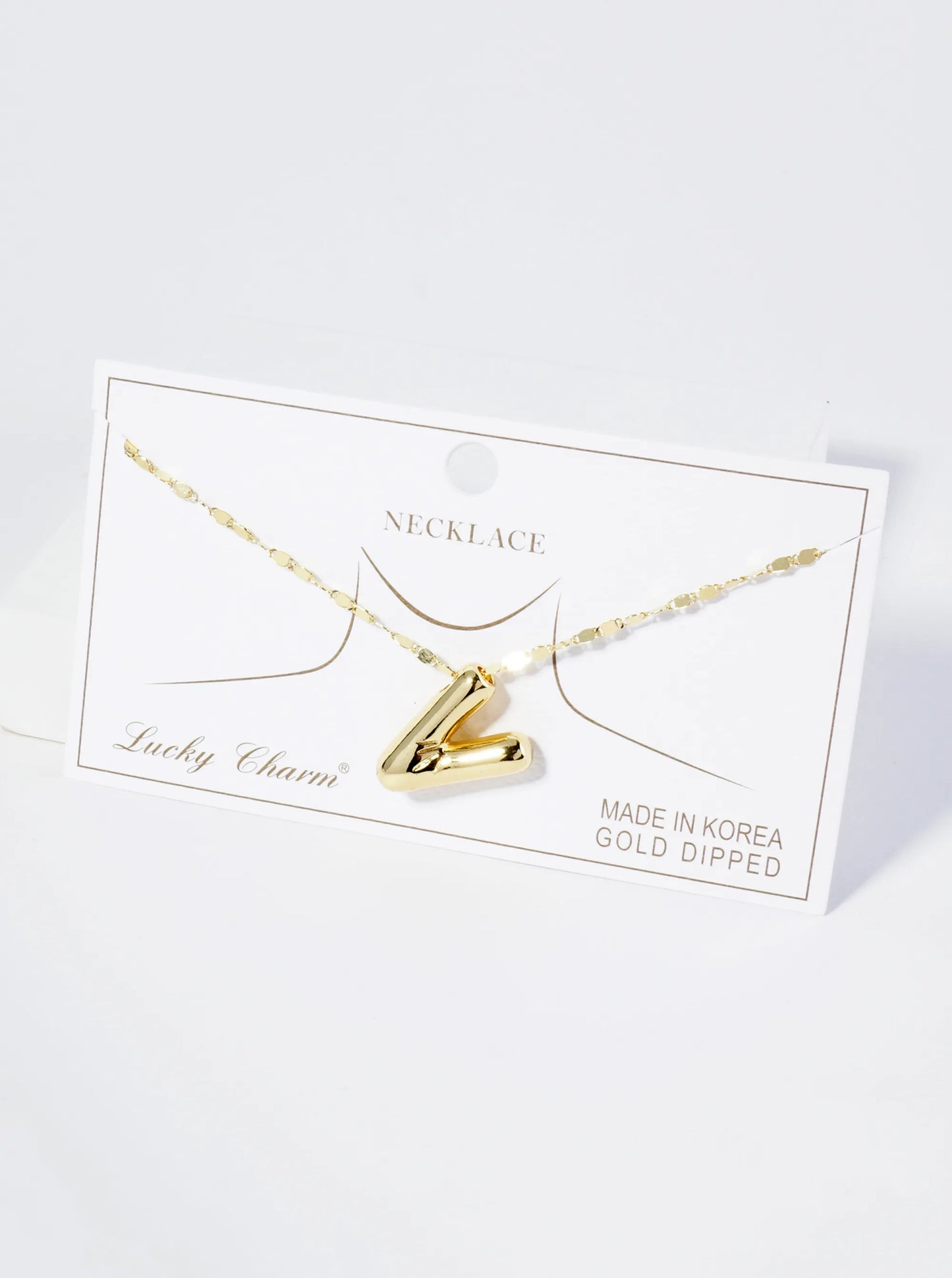 18K Gold Dipped Brass Bubble Initial Pendant Necklace