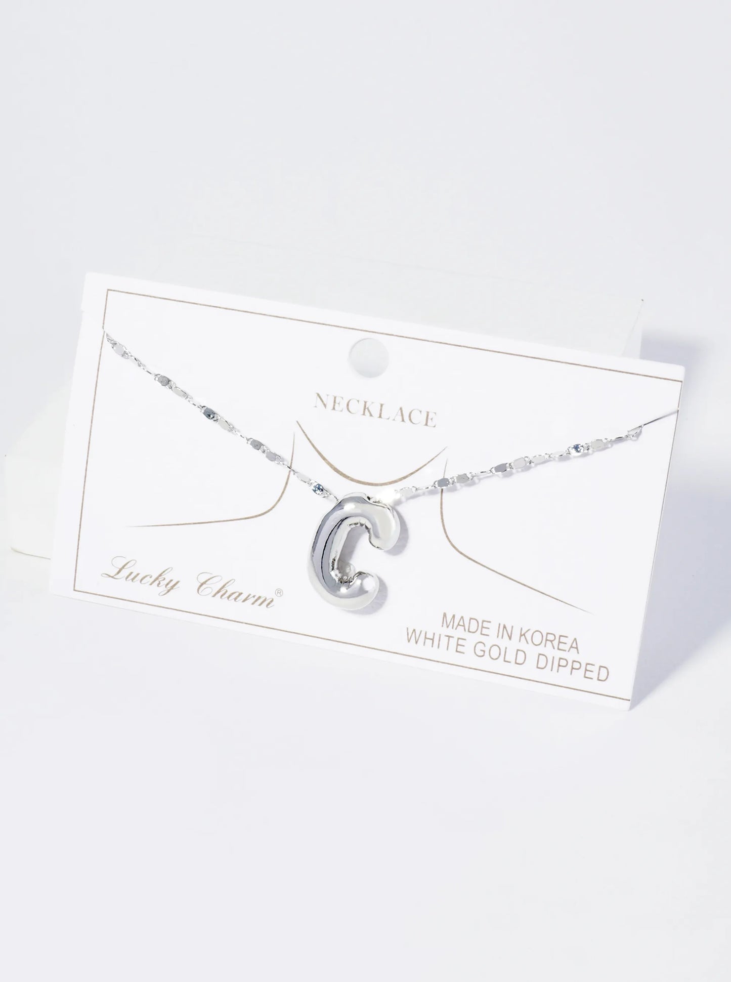 18K Gold Dipped Brass Bubble Initial Pendant Necklace