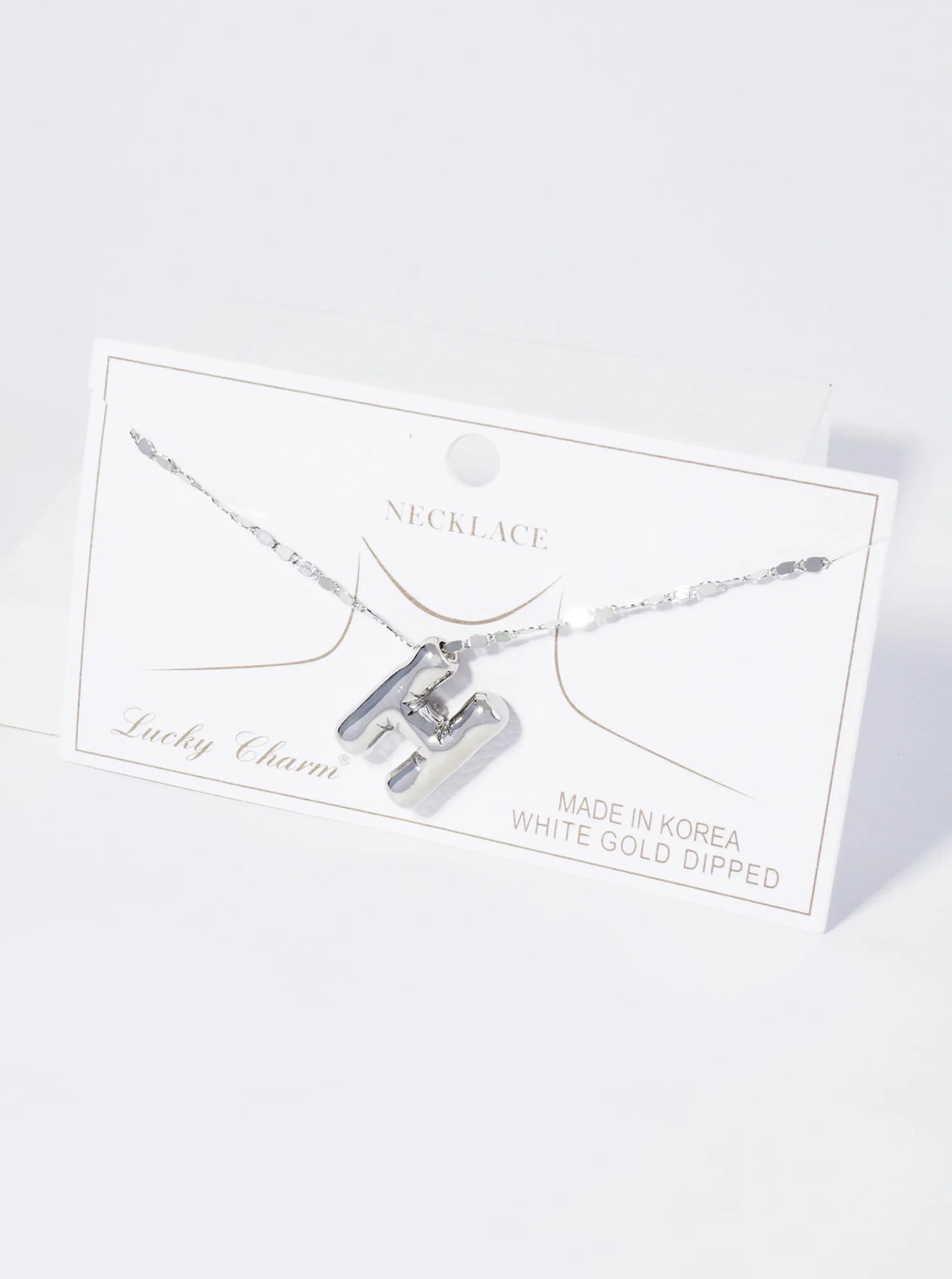 18K Gold Dipped Brass Bubble Initial Pendant Necklace