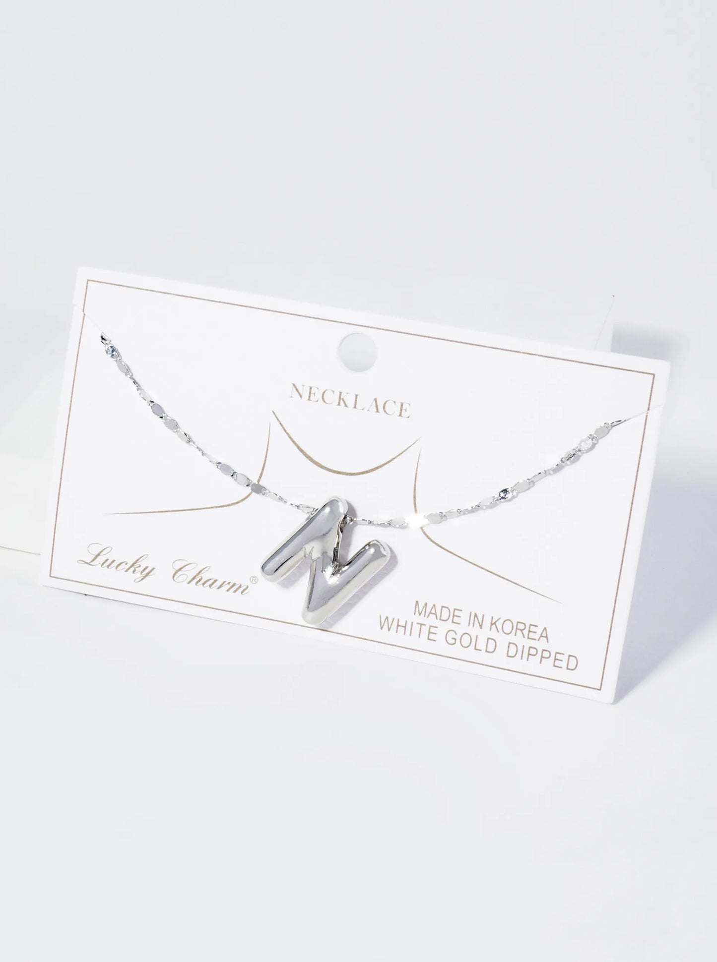 18K Gold Dipped Brass Bubble Initial Pendant Necklace