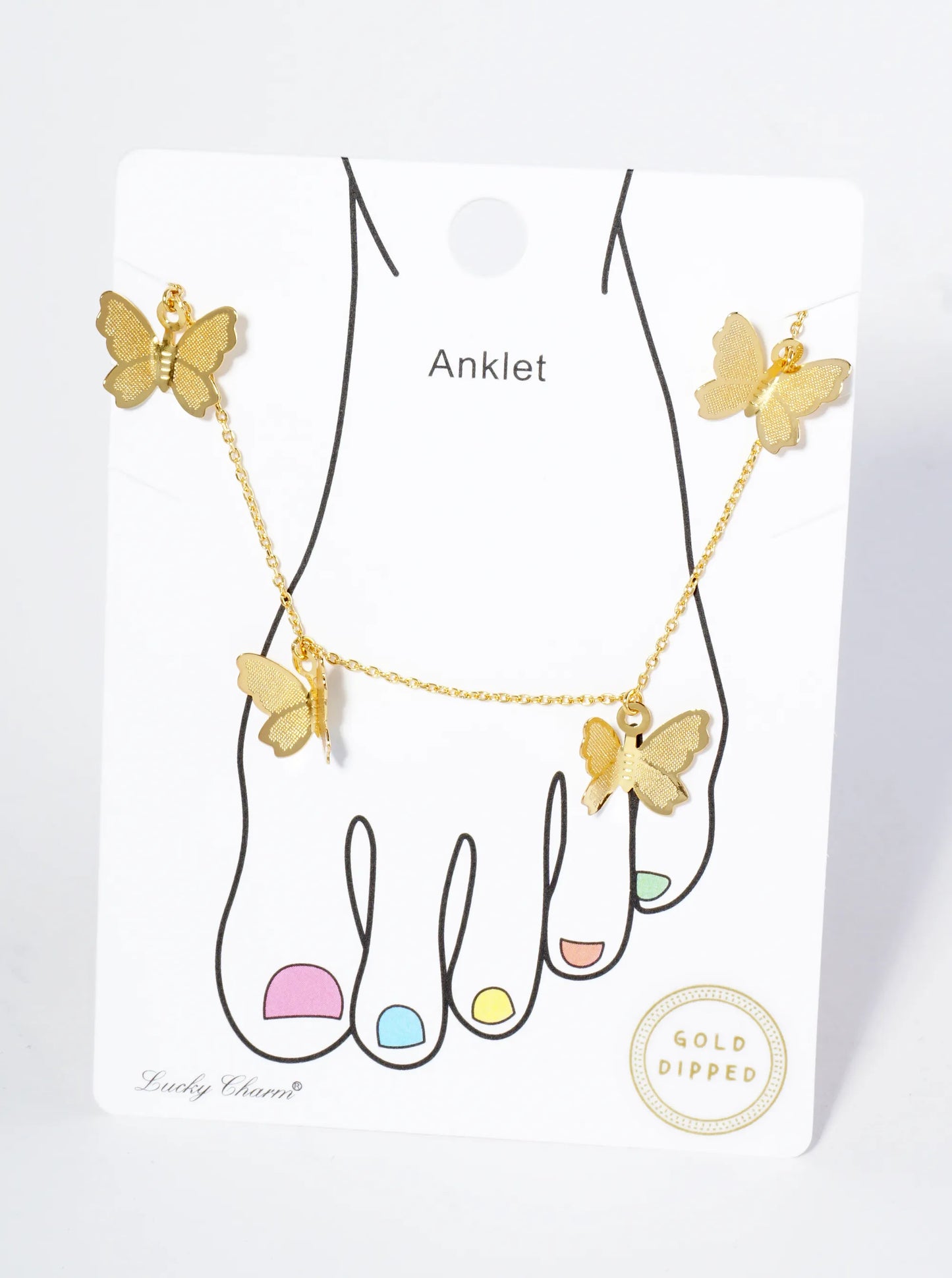 18K Gold Dipped Brass Butterflies Chain Anklet