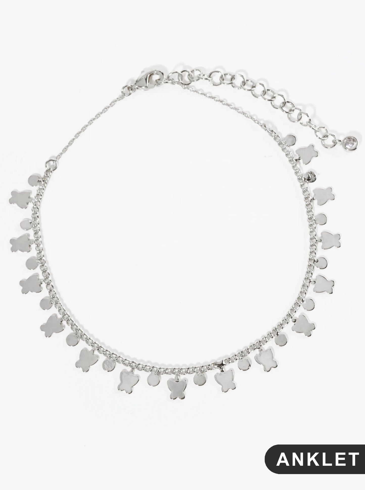 18K Gold Dipped Brass Butterfly Charm Tassel Anklet