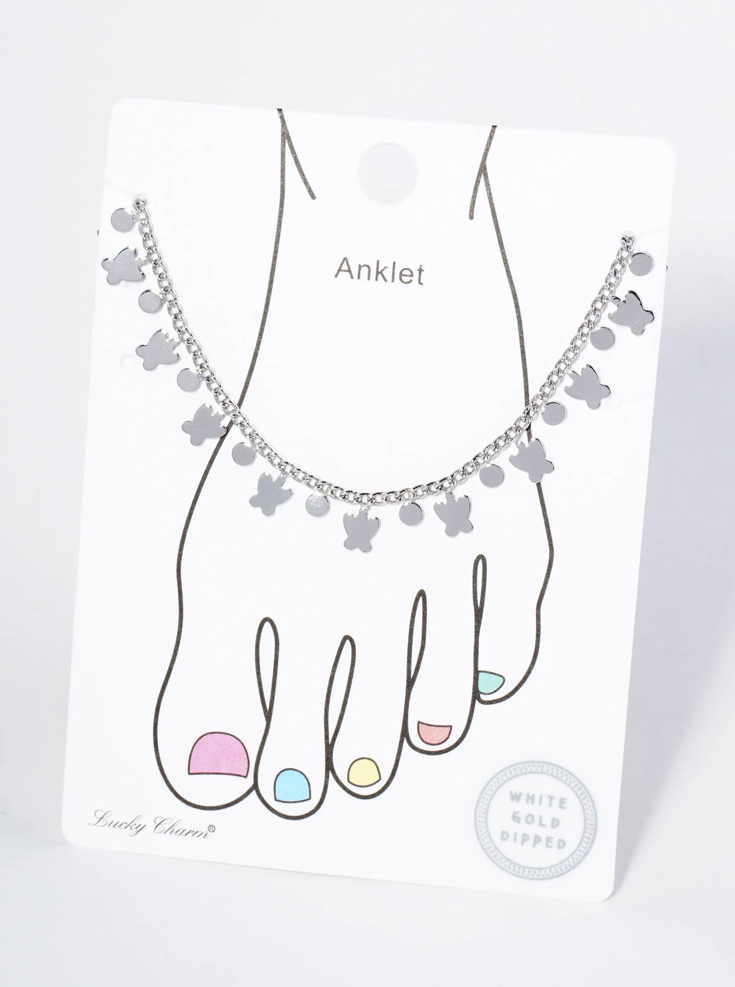 18K Gold Dipped Brass Butterfly Charm Tassel Anklet