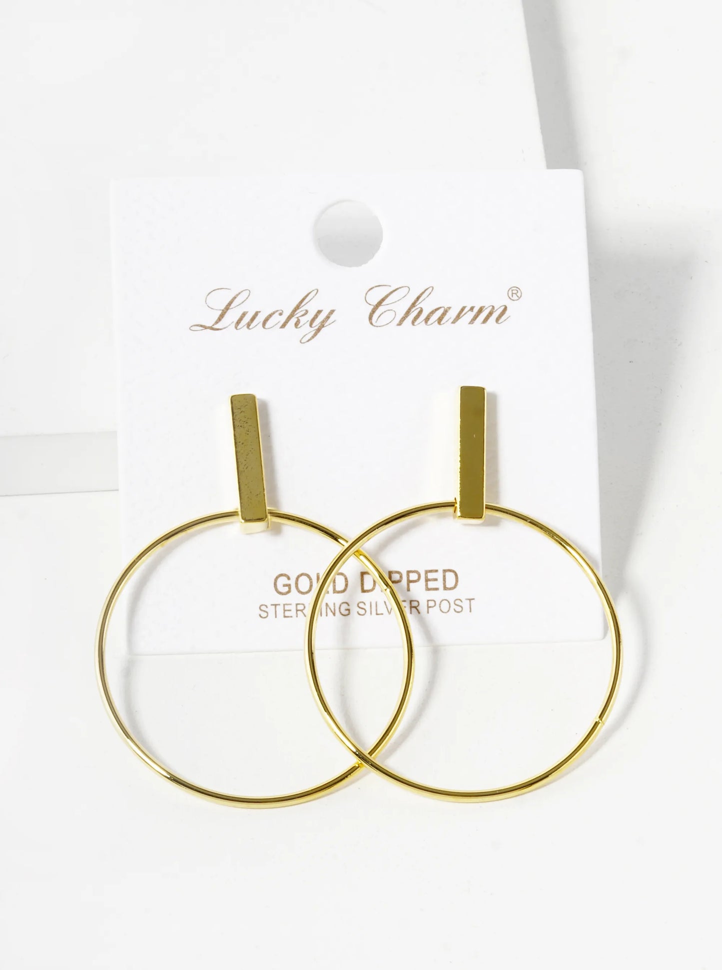 18K Gold Dipped Brass Door Knocker Sterling Silver Post Dangle Earrings