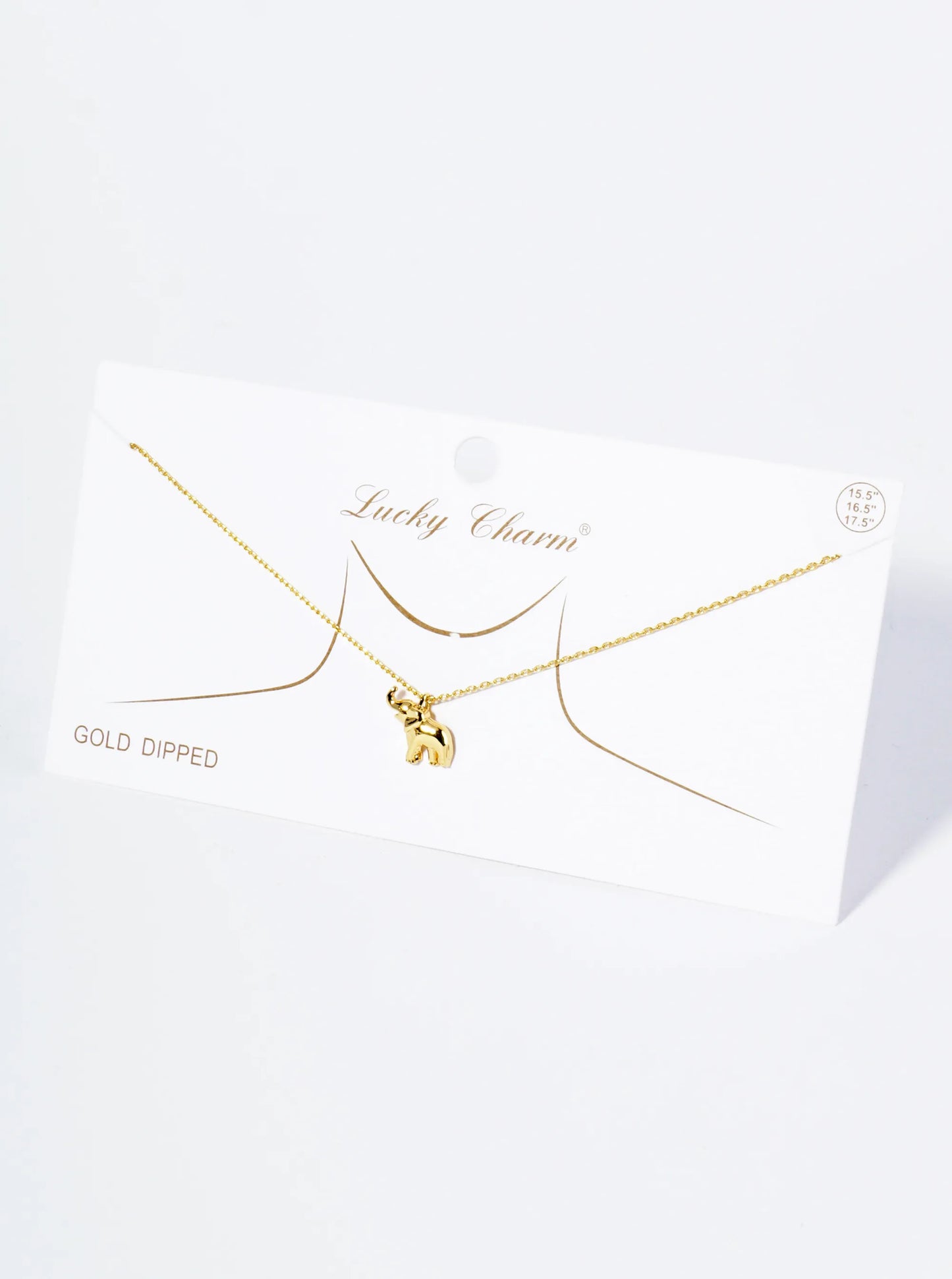 18K Gold Dipped Brass Elephant Pendant Necklace