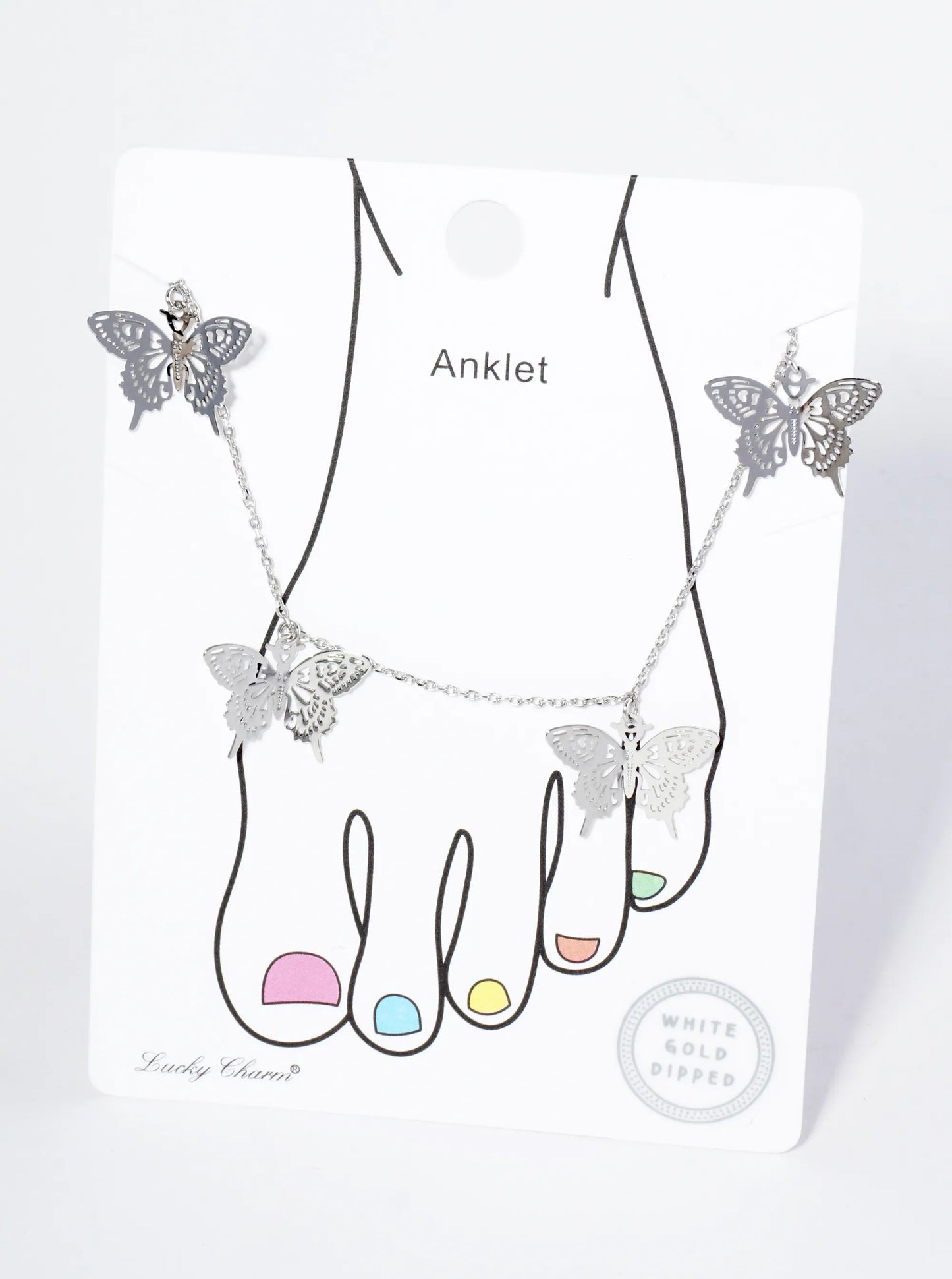 18K Gold Dipped Brass Filigree Butterflies Chain Anklet