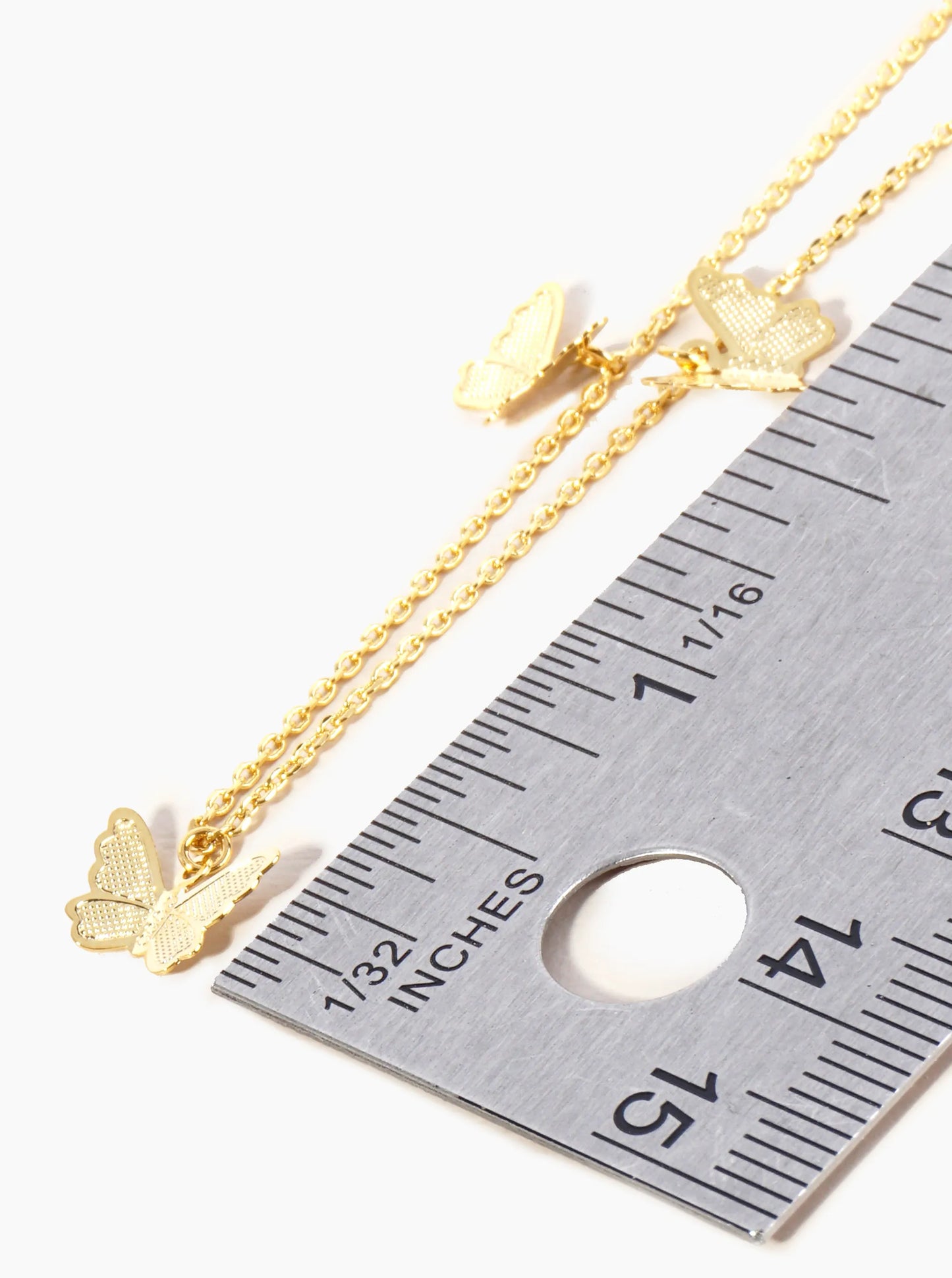 18K Gold Dipped Brass Filigree Small Butterflies Chain Anklet